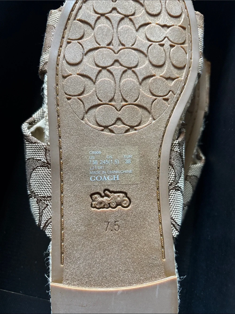 Coach Signature Canvas Knotted Espadrille Sandals in Brown